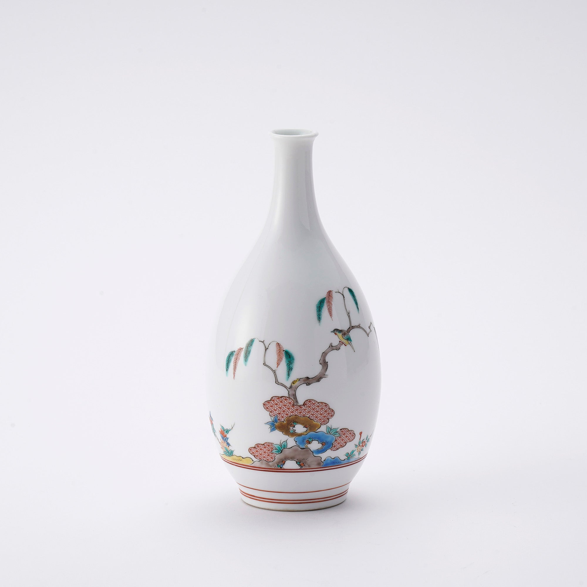 Nishiki Yanagi Chomon ~ Willow and Bird Small Vase
