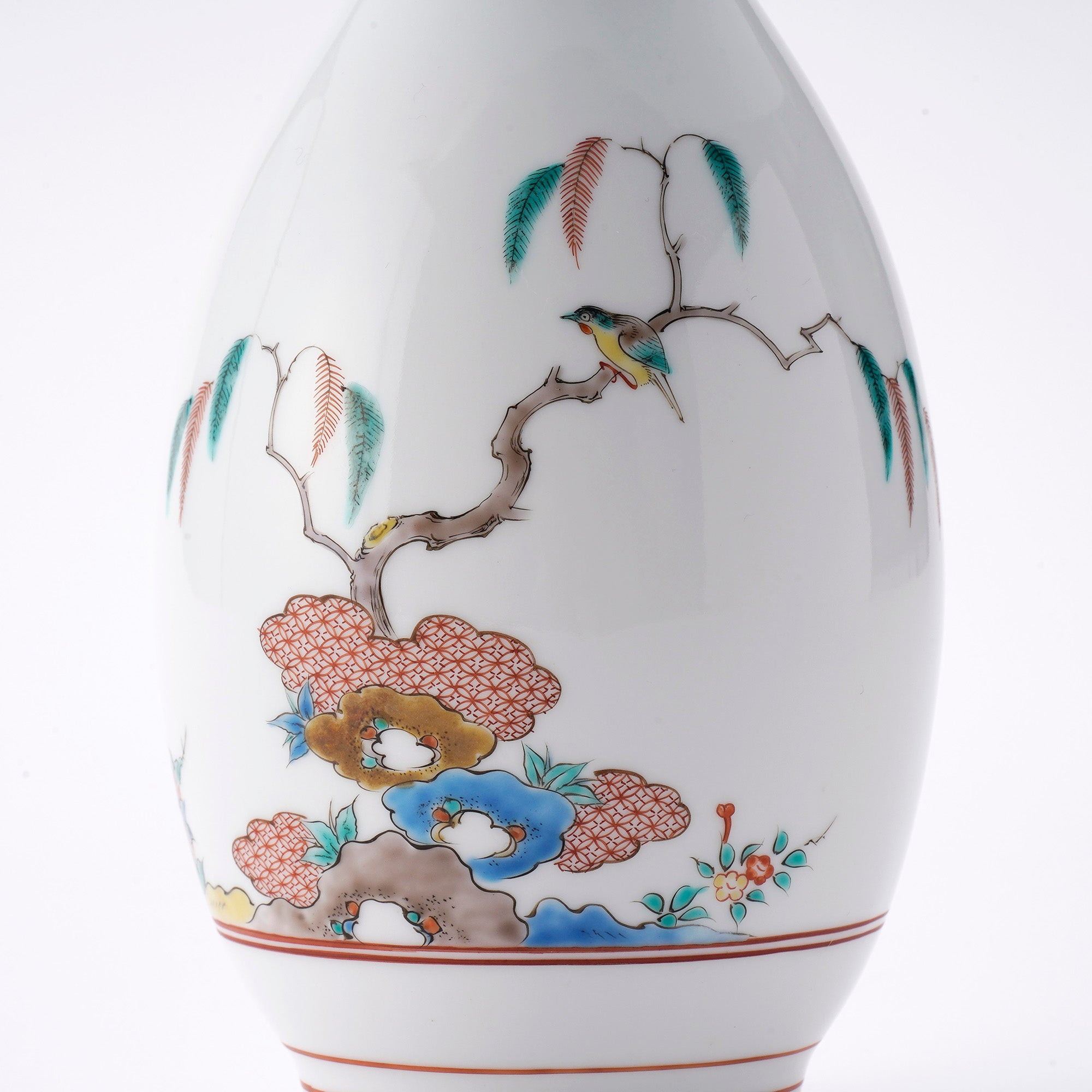 Nishiki Yanagi Chomon ~ Willow and Bird Small Vase