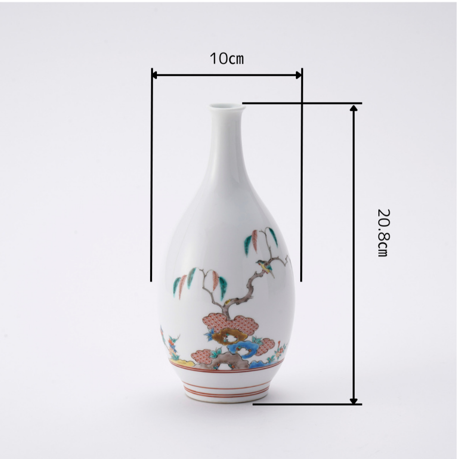 Nishiki Yanagi Chomon ~ Willow and Bird Small Vase