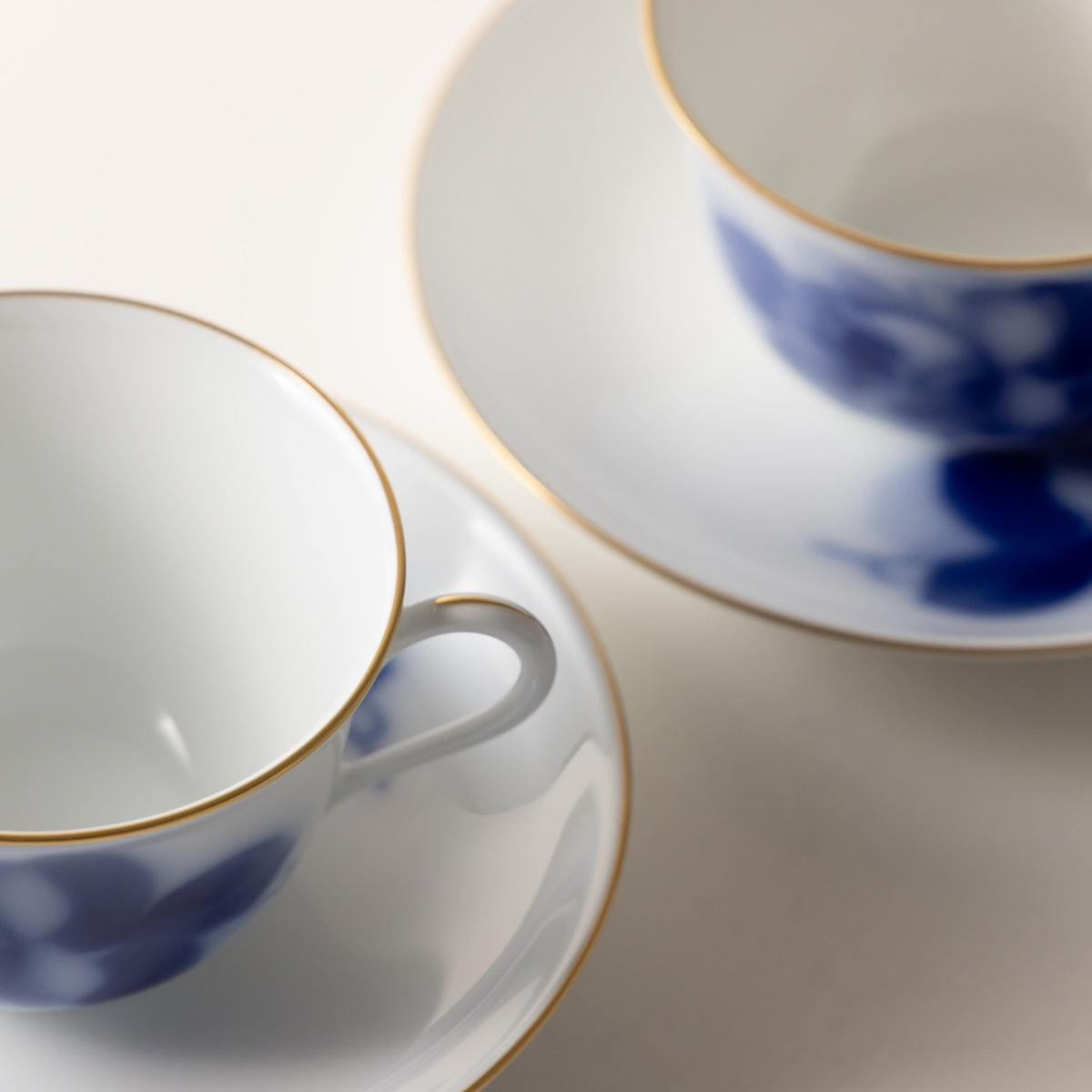 Blue Rose Tea and Coffee Cup and Dish Pair Set, Okura Toen