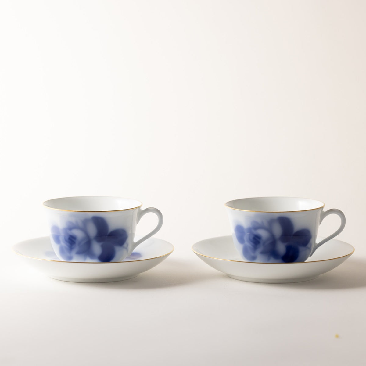 Blue Rose Tea and Coffee Cup and Dish Pair Set, Okura Toen