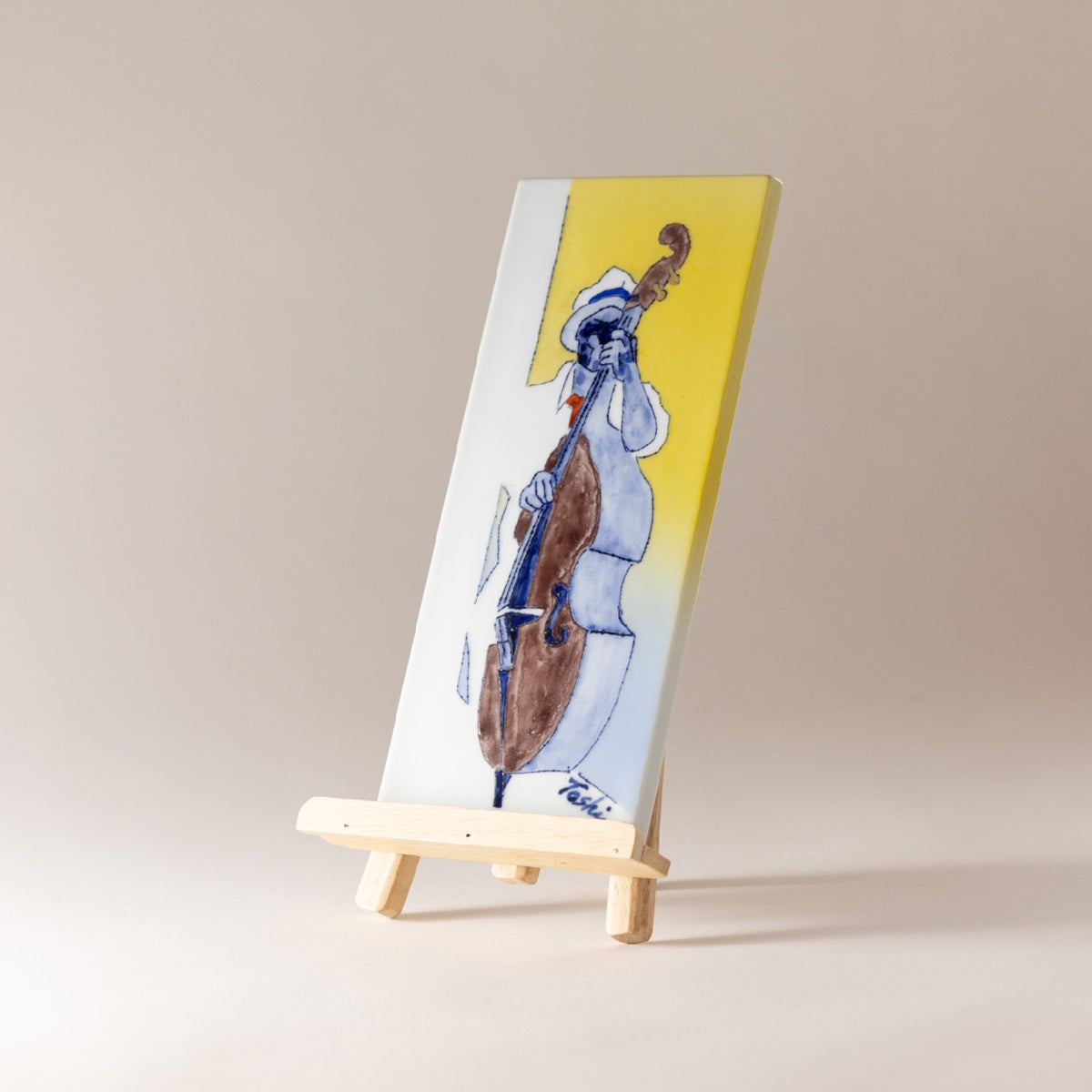 JAZZMAN Ⅳ ~Contrabass~ (Ceramic board painting)