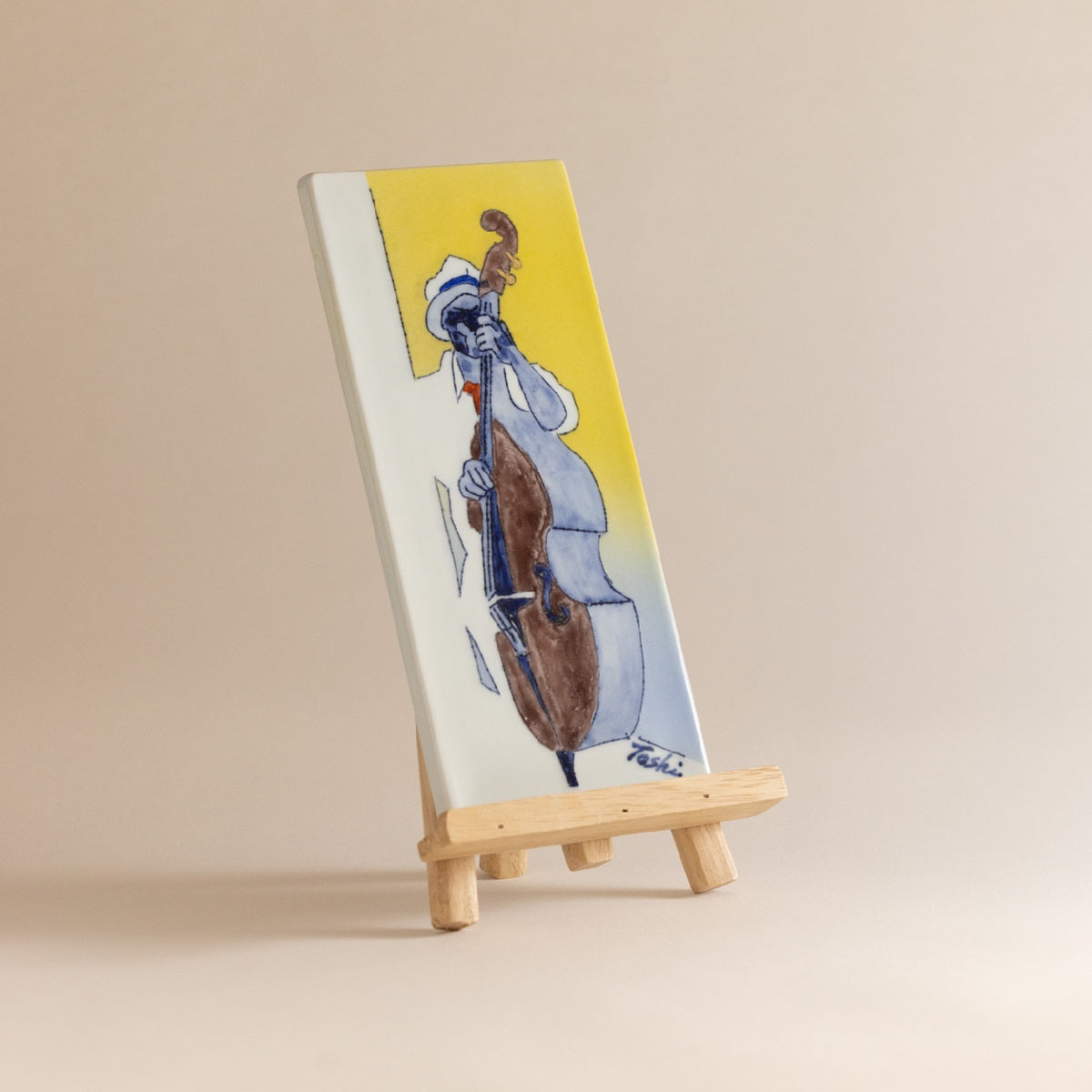 JAZZMAN Ⅳ ~Contrabass~ (Ceramic board painting)